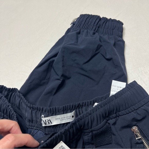 Zara Cargo Trousers With Zips Blue NWT - Picture 9 of 12